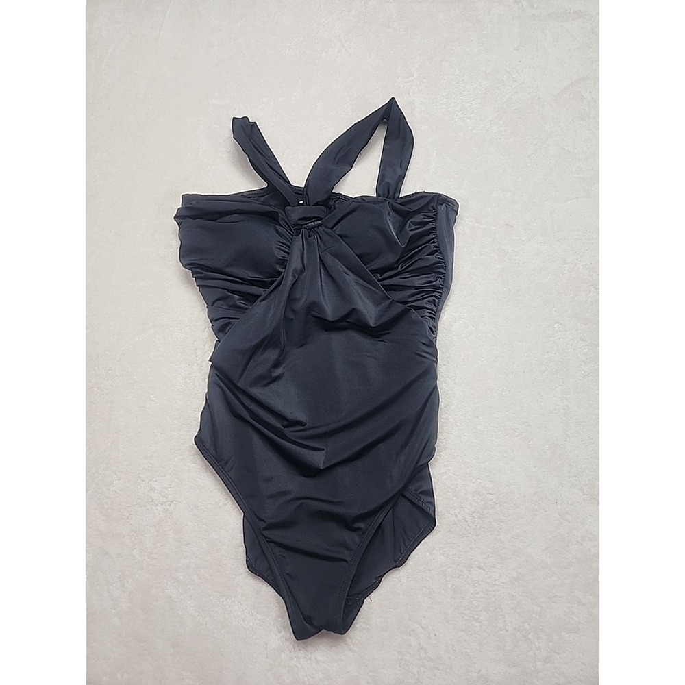 Coastal Blue One Piece Black Sliming Swimsuit Size Large